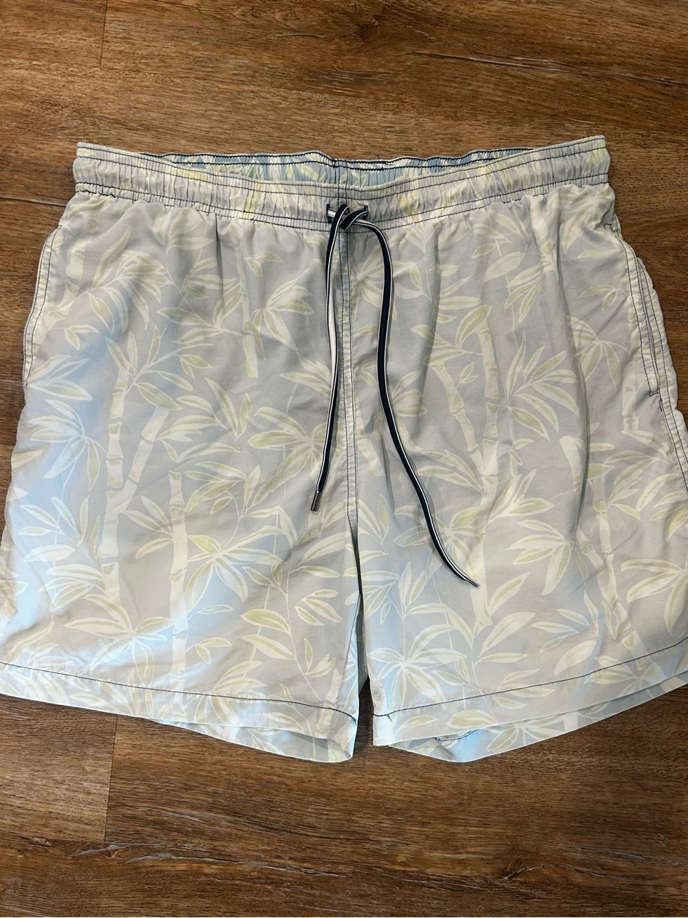 J McLaughlin Light Blue Palm-Pattern Men's Swim Board Shorts